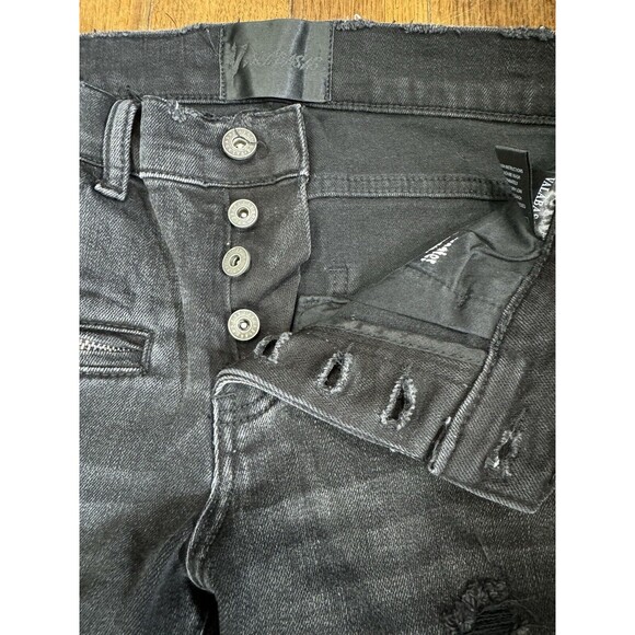 Valabasas Mens Black Distressed Skinny Jeans 29 Buttonfly Designer Denim - Picture 4 of 10